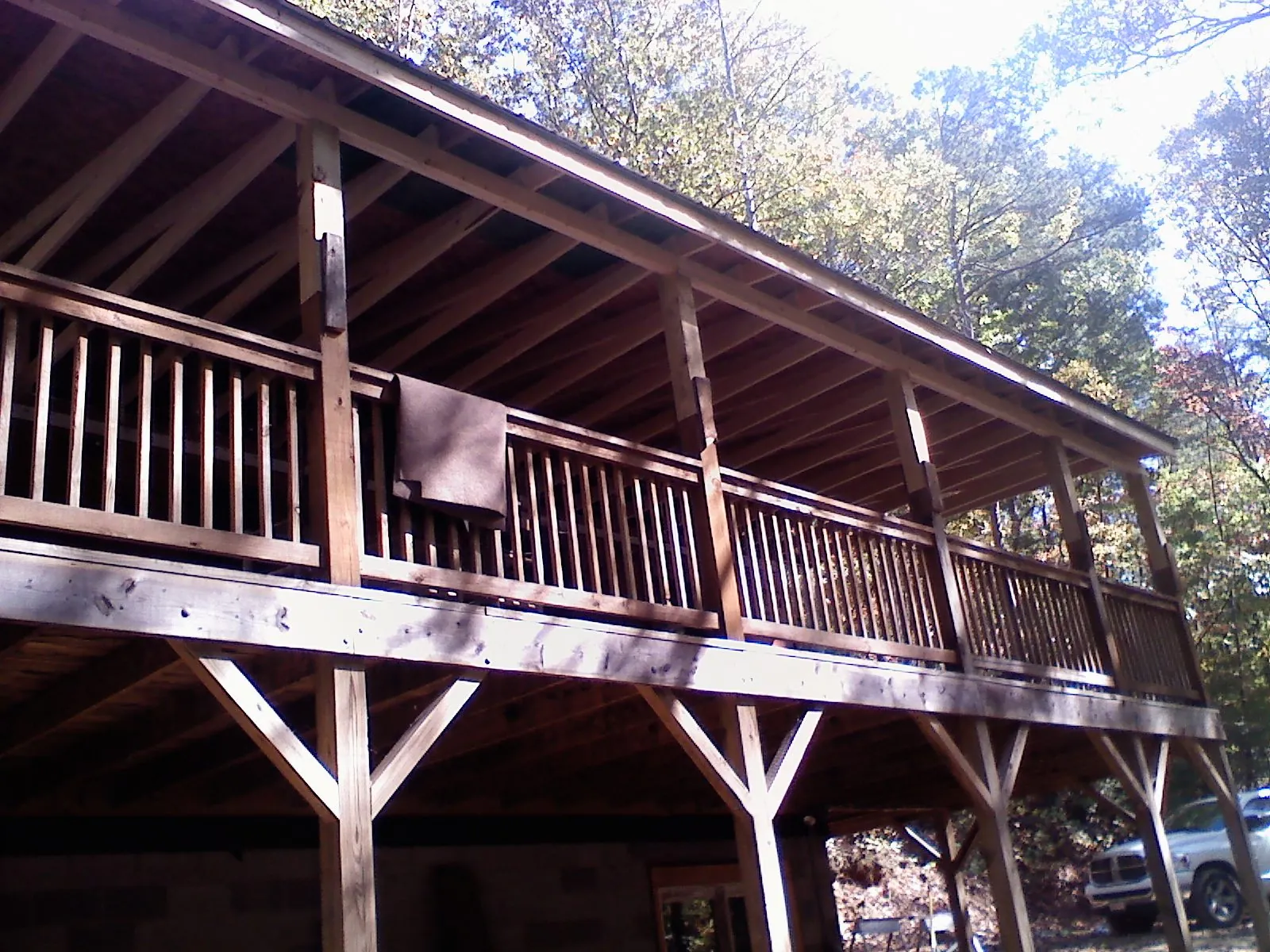 Timber framing under a new elevated porch and deck — Roof Leak Repair in Linville by Roofing Brothers